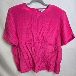 Vintage‎ Anna and Frank 100% Silk Short Sleeve Blouse, Pink, Women's Size Large
